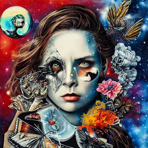 Prompt: phantom grip, the edge of the universe (on film), by Sandra Chevrier and Karol Bak