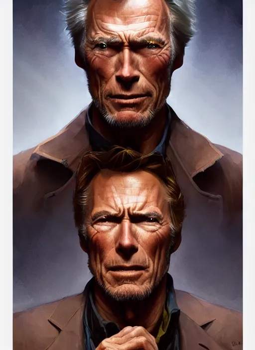 Image similar to clint eastwood as oscar diggs, intricate, d & d, wizard, fantasy, art nouveau, digital painting, trending on artstation, sharp focus, wide shot, illustration, global illumination, ray tracing, art by artgerm and greg rutkowski and ruan jia