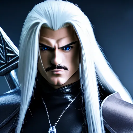 Image similar to super mario as sephiroth, highly detailed, extremely high quality, hd, 4 k, 8 k, canon 3 0 0 mm, professional photographer, 4 0 mp, lifelike, top - rated, award winning, realistic, detailed lighting, detailed shadows, sharp, no blur, edited, corrected, trending