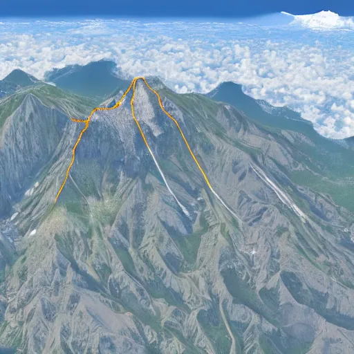 Prompt: mount olympus seen from above, google maps, greek mythology, real