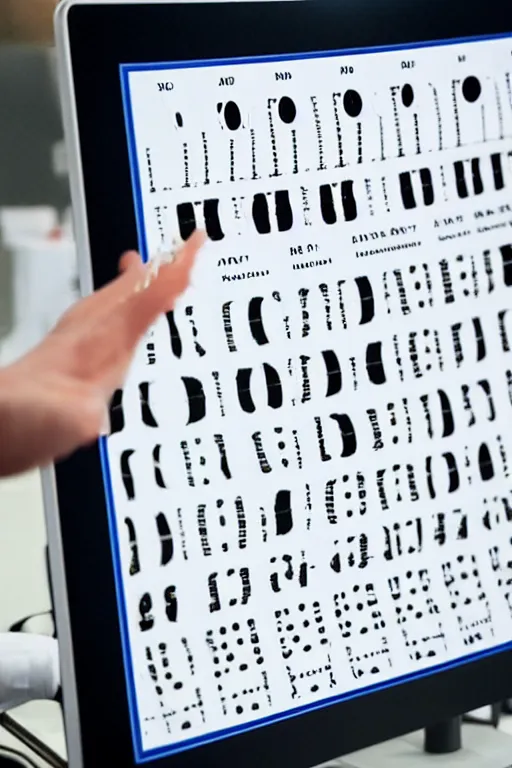 Prompt: photo of an eye exam chart,