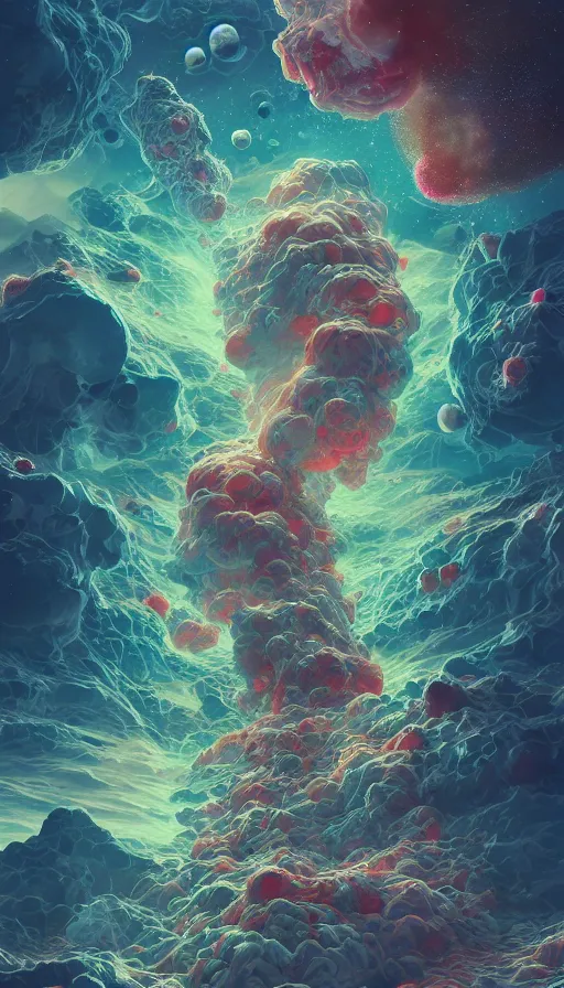 Image similar to the destruction of the universe, planets crashing, highly detailed, digital painting, refreshing, octane render, hyper realistic, trending on artstation, illustration by james jean