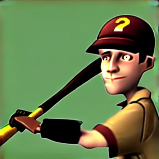 Prompt: TF2 scout hitting computer with a bat