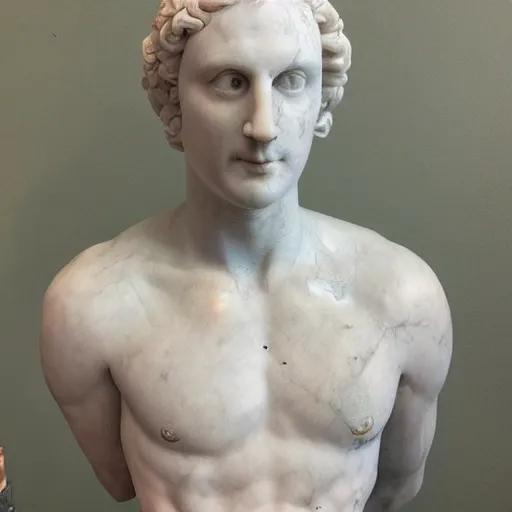 Prompt: marble statue with lemon head hyper realstic