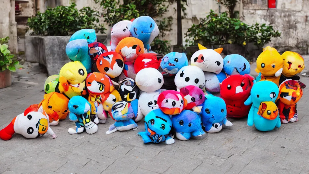 Image similar to street art reproachful plushie toy stadium