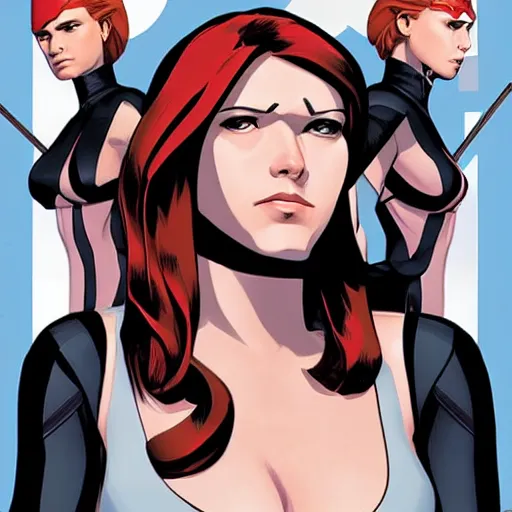 Prompt: gallery artwork by Phil noto of a hot black widow avenger comic book character