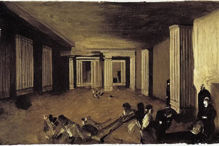 Prompt: The Shining Overlook Hotel, painted by Goya