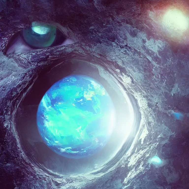 Image similar to planet earth inside someone’s eyeball, fantasy, digital art, 8k resolution, artstation