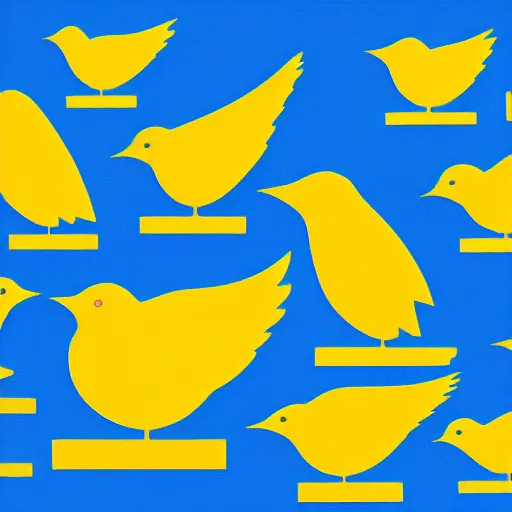 Prompt: Bird icon, material design, blue and yellow