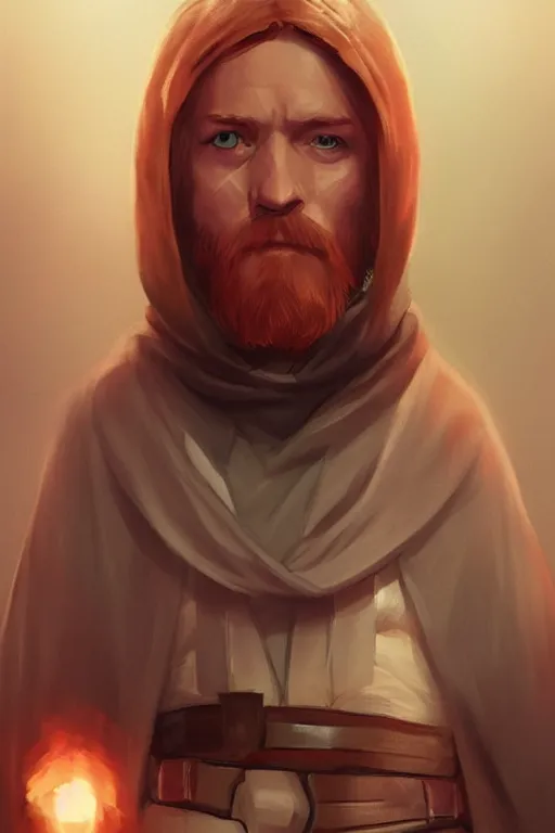 Image similar to karen gillian dressed as obi wan kenobi from star wars, trending on artstation, drawn by WLOP