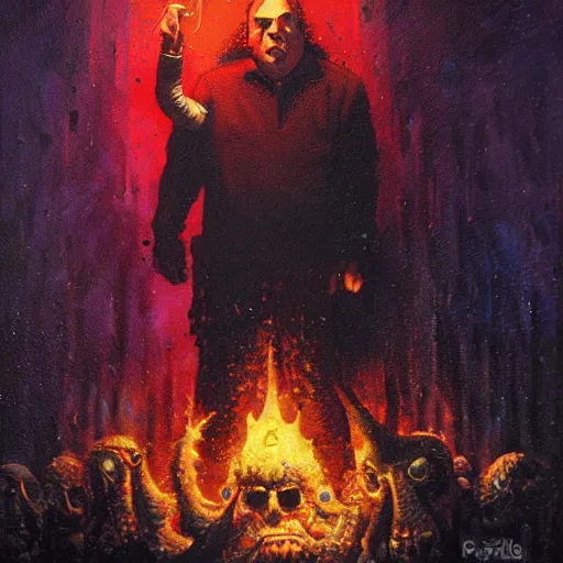 Image similar to tony soprano in hell by paul lehr and moebius