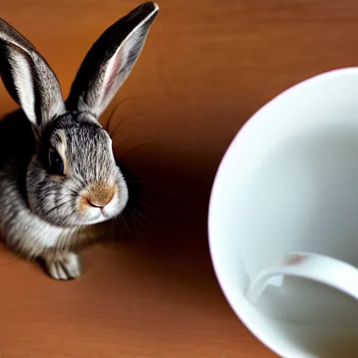 Image similar to rabbit sitting in coffee cup