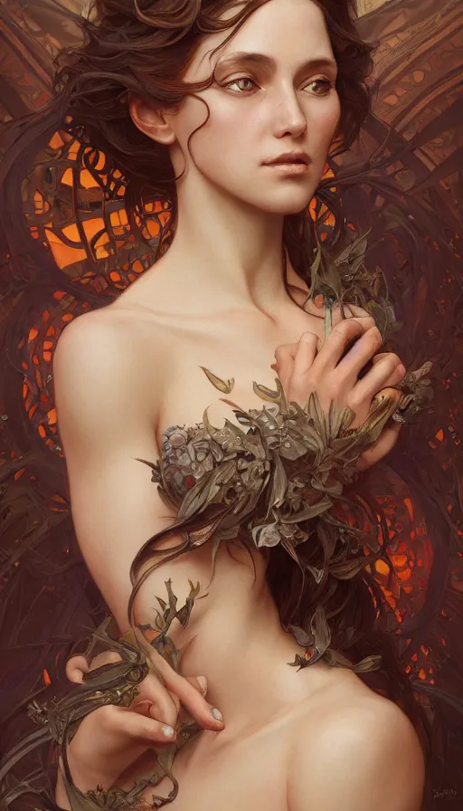 Image similar to metamorphosis, perfectly-centered-Portrait of the most beautiful woman on the planet, insane, intricate, highly detailed, digital painting, artstation, concept art, smooth, sharp focus, illustration, Unreal Engine 5, 8K, art by artgerm and greg rutkowski and alphonse mucha