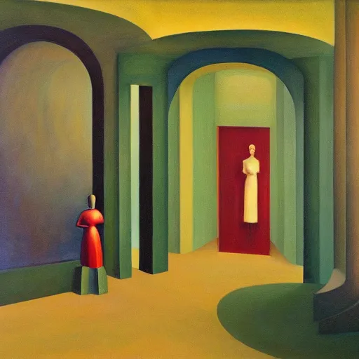 Image similar to fantastical biomorphic atrium, grant wood, pj crook, edward hopper, oil on canvas