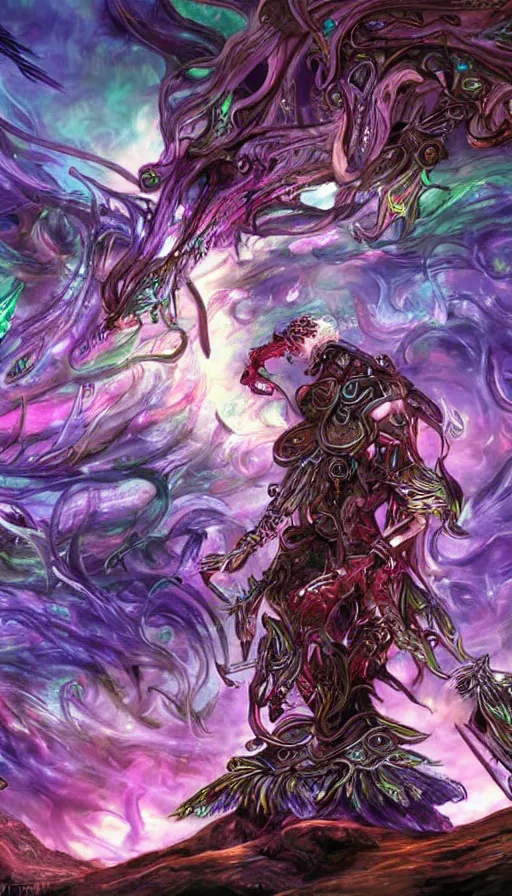 Image similar to psytrance artwork, from guild wars