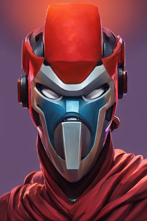 Image similar to epic mask helmet robot ninja portrait stylized as fornite style game design fanart by concept artist gervasio canda, behance hd by jesper ejsing, by rhads, makoto shinkai and lois van baarle, ilya kuvshinov, rossdraws global illumination radiating a glowing aura global illumination ray tracing hdr render in unreal engine 5