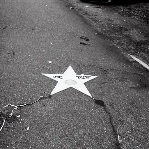 Prompt: Crime Scene photo, hollyood, b&w