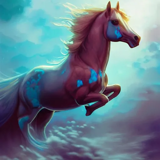 Image similar to a fantastical translucent small turquoise horse made of water, liquid, fluid and foam, ethereal, noble, radiant, hyperalism, scottish folklore, digital painting, artstation, concept art, smooth, 8 k frostbite 3 engine, ultra detailed, art by artgerm and greg rutkowski and magali villeneuve