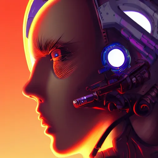 Image similar to Side view of a cyborg demon blond in cyberpunk headset and helmet on the street of a cyberpunk city, sci-fi, fantasy, intricate, very very beautiful, elegant, highly detailed, digital painting, artstation, concept art, smooth, sharp focus, illustration, art by Josan Gonsales