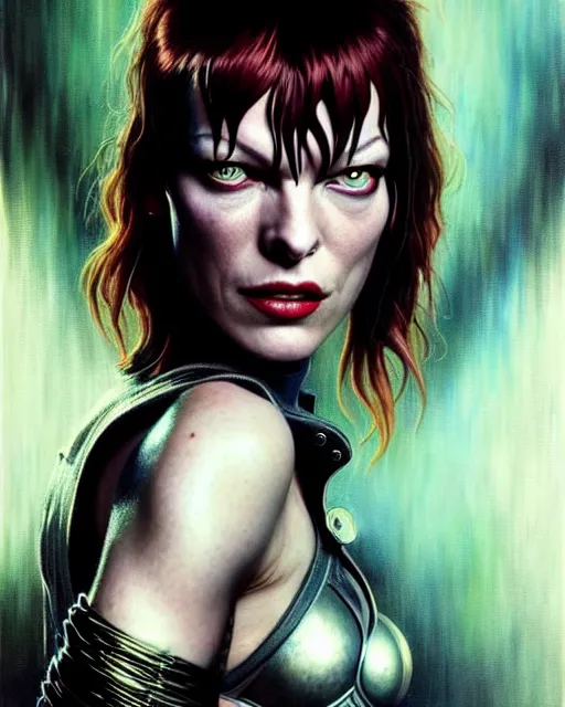 Prompt: a portrait of milla jovovich as leeloo fantasy character portrait, ultra realistic, cinematic, concept art, wide angle, intricate details, hologram, highly detailed by greg rutkowski, aaron horkey, gaston bussiere, craig mullins, simon bisley, arthur rackham