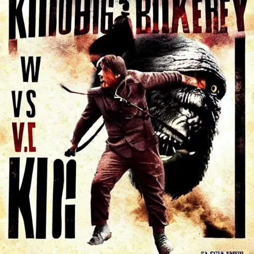 Prompt: Movie poster for the new film 'King Kong vs. Coach Belichick vs. Bloodborne'