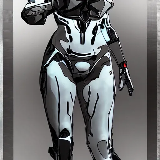 Prompt: yoji shinkawa render of redhead cyborg with curvy figure, glitches, concept art