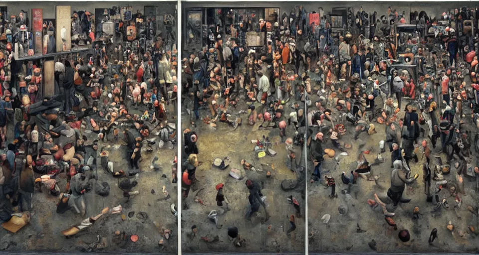 Prompt: the two complementary forces that make up all aspects and phenomena of life, by Dan Witz