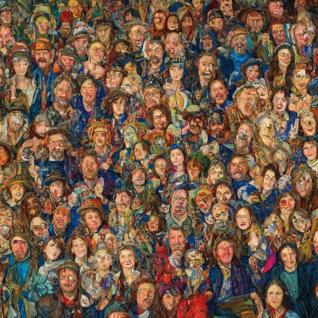 Image similar to detailed colourful masterpiece of photography group portrait of people sat down extreme closeup, in the inside of the beautiful underwater train to atlantis, detailed realistic expressions, wearing unusual clothes, ford maddox brown