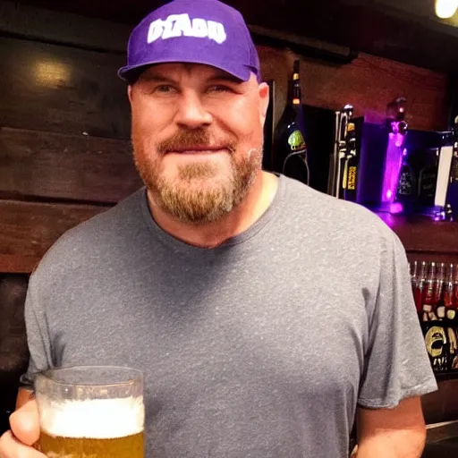 Image similar to thanos drinking beer at a bar