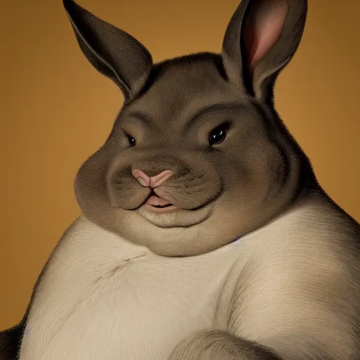 Image similar to portrait of the real life Big Chungus, highly detailed, digital painting, trending on artstation, concept art, smooth, sharp focus, by caravaggio