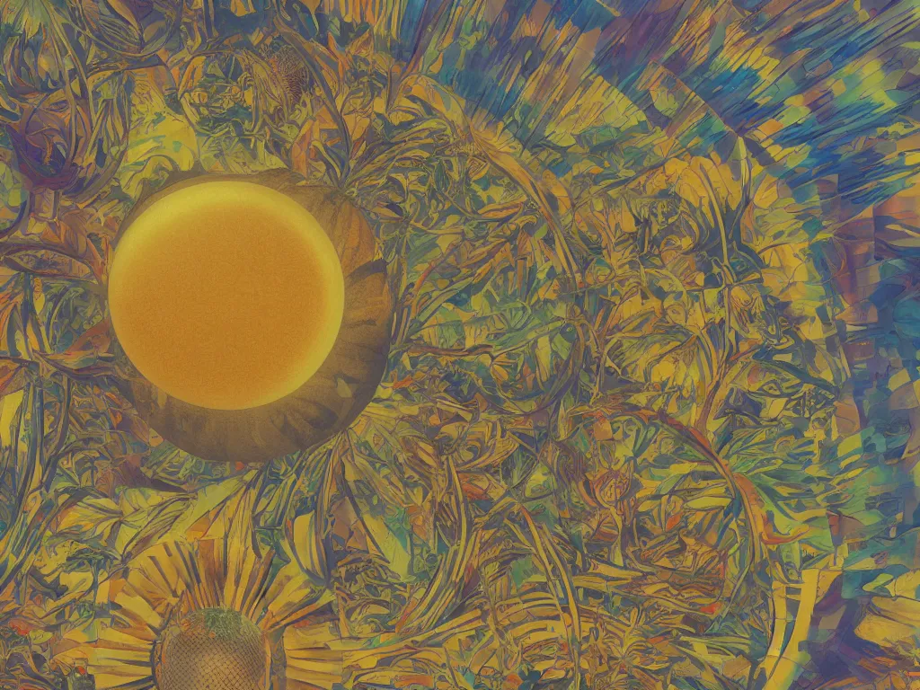 Image similar to sunlight study, the universe is a spheroid region 7 0 5 meters in diameter, art nouveau, kauai, by maria sibylla merian and ( ( ( ( ( lisa frank ) ) ) ) ), 8 k, sharp focus, octane render