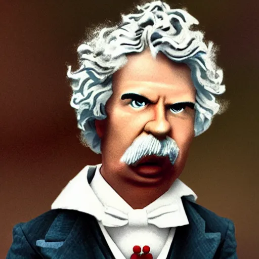 Prompt: mark twain in the style of nick park