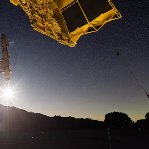 Prompt: james webb telescope taking a picture of the moon with earth in the background