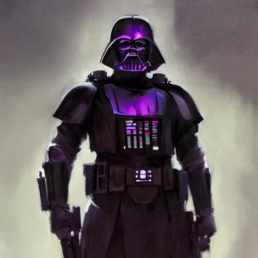 Image similar to concept art of a portrait by greg rutkowski, a soldier of the eternal sith empire wearing black and purple tactical gear, star wars expanded universe, smooth, sharp focus, artstation hq.