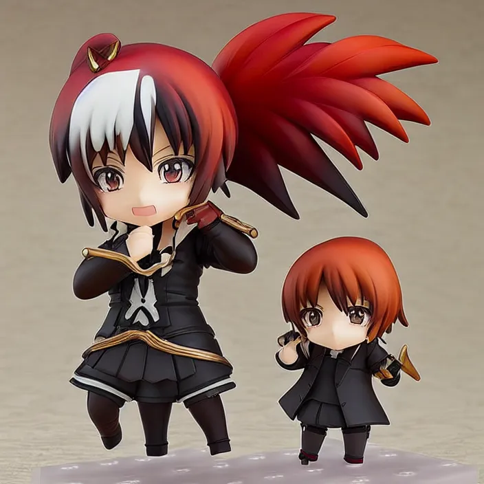 Image similar to one! anime nendoroid figurine of black rooster!!!!!!, fantasy, figurine, product photo
