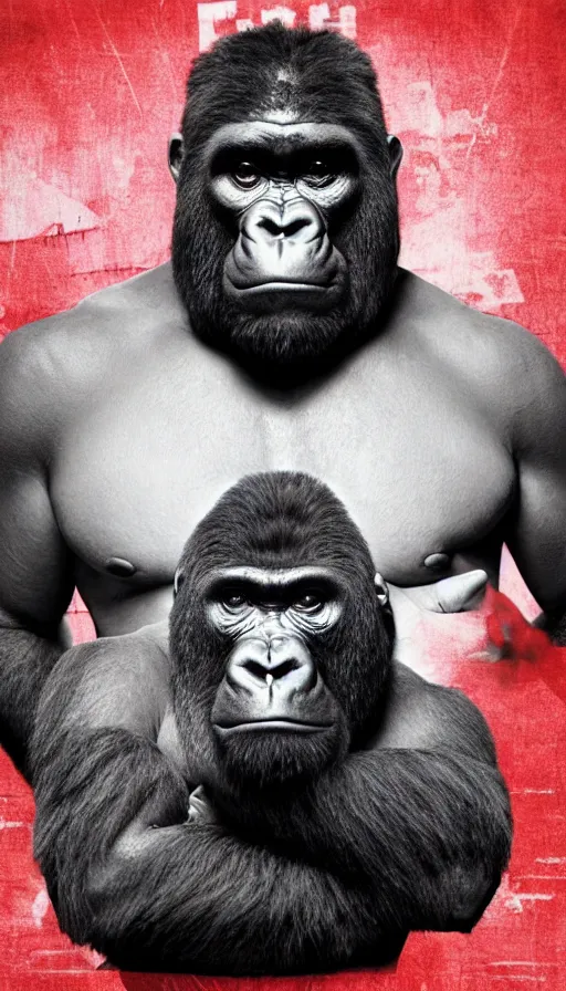 Image similar to joe rogan gorilla doing a podcast, cinema still