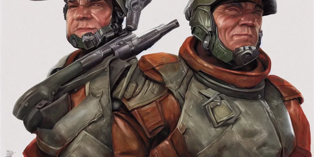 Image similar to doomguy as a soviet soldier, portrait, concept art, art by artgerm