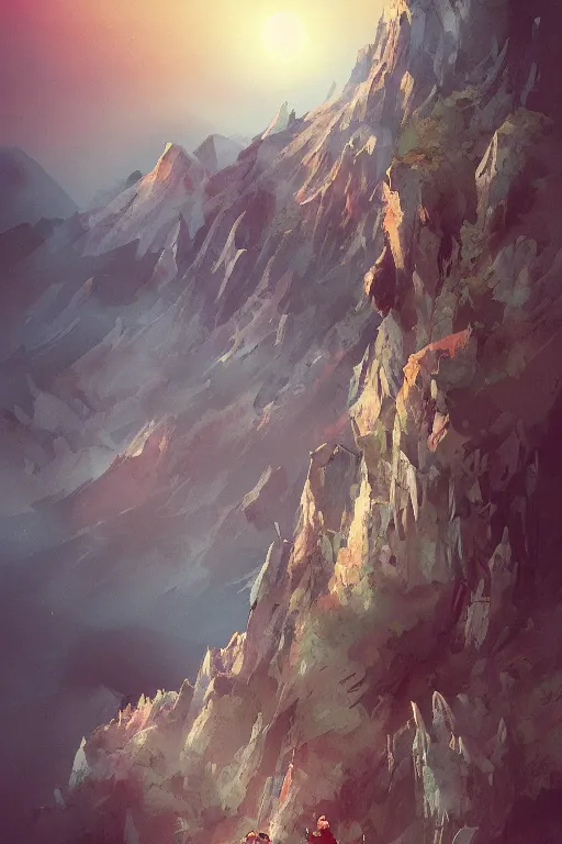 Image similar to climb mountain mountaintop illustration trending on artstation