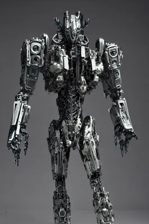 Image similar to cinematic still in westworld and pacific rim movie and real steel movie, slim full body stunning intricate humanoid mega mech by fujioka kenki, slim full body ornate intricate humanoid mega mech by mamoru nagano