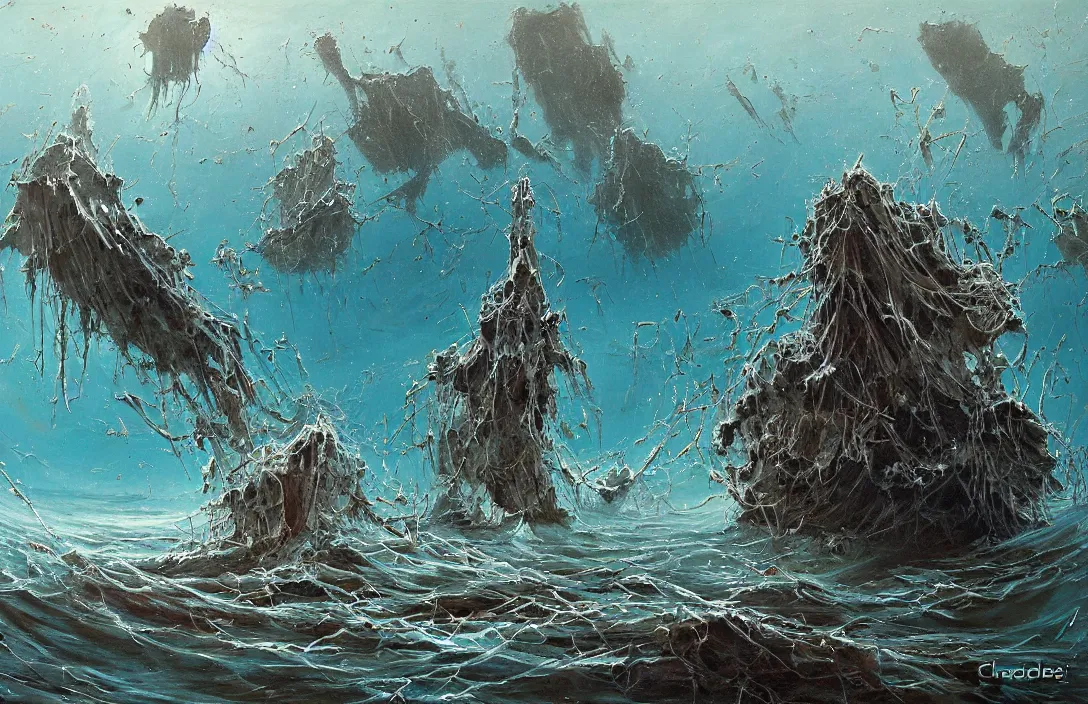 Prompt: gnarly thalassophobia wanders in disconsolate disarray painting by claude gellee