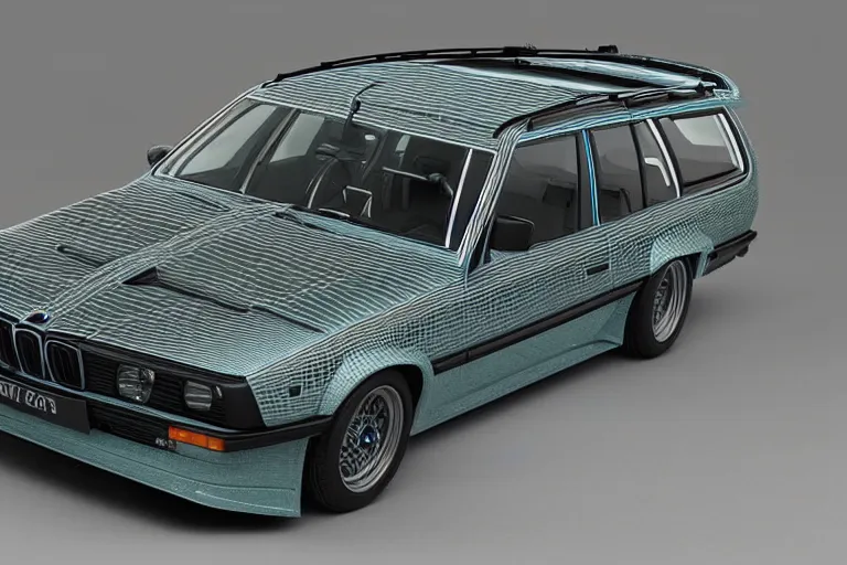 Image similar to intricate, 3 d, 1 9 8 4 bmw m 1 two - door wagon estate, style by caspar david friedrich and wayne barlowe and ted nasmith.