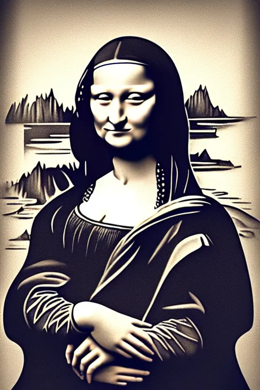 Image similar to beautiful portrait of a woman, negative no not mona lisa pose, beautiful woman, symmetry, perspective, portrait, by banksy 8 k