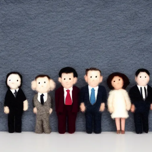 Prompt: The Office cast made from wool cute, studio light, professional photo