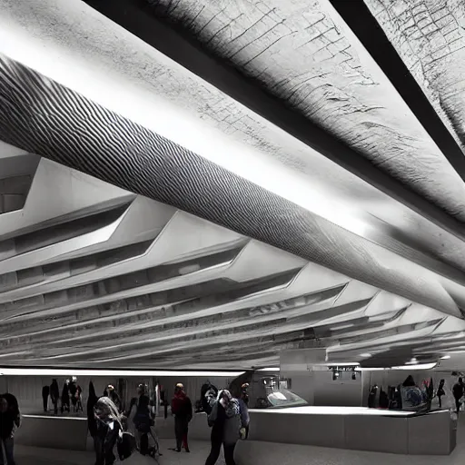 Prompt: union square 14th st subway station designed by Zaha Hadid