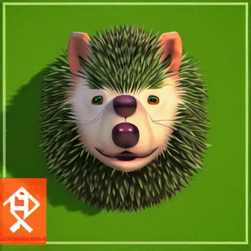 Prompt: 3 d head of green hedgehog, symmetrical logo, cgsociety,, behance hd, the sims 4 - n 3