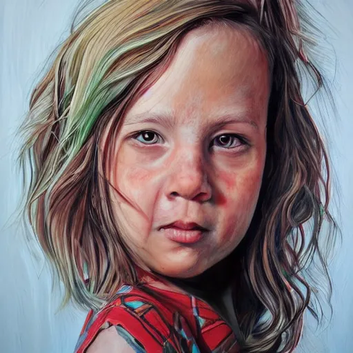 Image similar to a potrait of jen paski, hyper detailed, super realistic, thick brush strokes, visible paint layer.