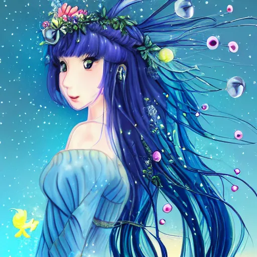 Prompt: Jellyfish Princess in the style of wlop