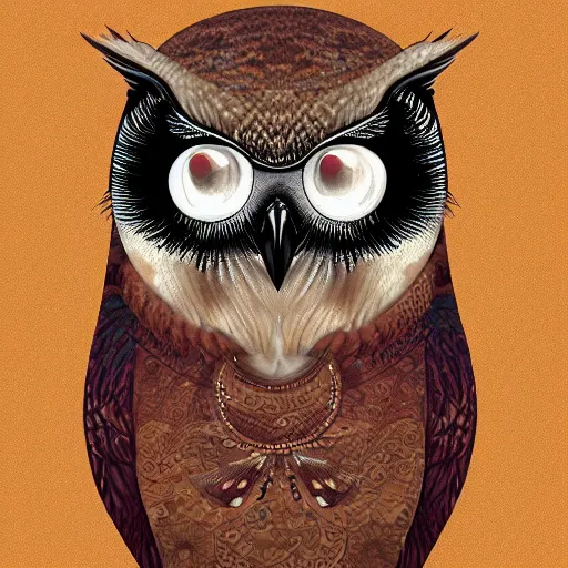 Image similar to an anthropomorphic owl, digital artwork by hulwick