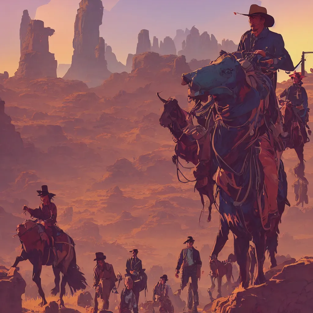 Prompt: western background stylized, art gta 5 cover, official fanart behance hd artstation by jesper ejsing, by rhads, makoto shinkai and lois van baarle, ilya kuvshinov, ossdraws, by feng zhu and loish and laurie greasley, victo ngai, andreas rocha, john harris