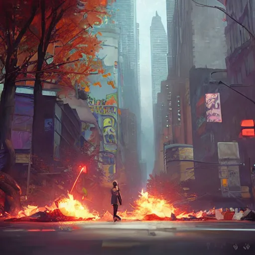 Prompt: new york city, style game square enix life is strange remake, trending on artstation, painted by greg rutkowski, render with game the last of us parte ii details